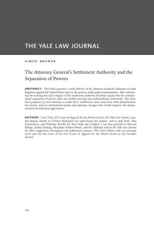 The Attorney General's Settlement Authority and the Separation Of