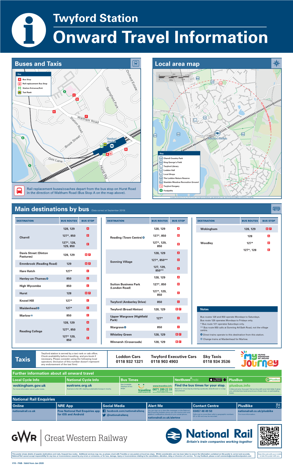 Twyford Station I Onward Travel Information Buses and Taxis Local Area Map