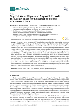 Support Vector Regression Approach to Predict the Design Space for the Extraction Process of Pueraria Lobata