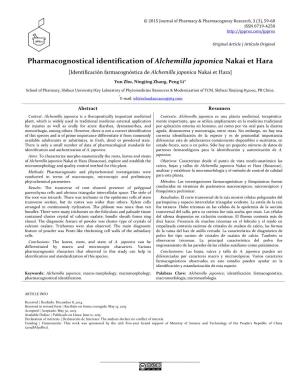 Pharmacognostical Identification of Alchemilla Japonica Nakai Et Hara