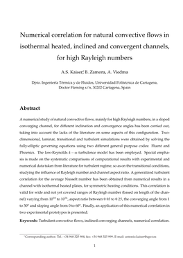 Numerical Correlation for Natural Convective Flows in Isothermal