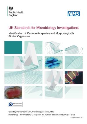 Identification of Pasteurella Species and Morphologically Similar Organisms