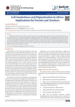 Left-Handedness and Stigmatization in Africa: Implications for Parents and Teachers