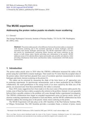 The MUSE Experiment Addressing the Proton Radius Puzzle Via Elastic Muon Scattering