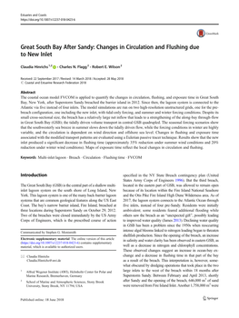 Great South Bay After Sandy: Changes in Circulation and Flushing Due to New Inlet