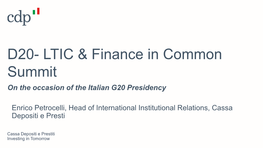 D20- LTIC & Finance in Common Summit