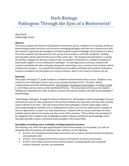 Dark Biology: Pathogens Through the Eyes of a Bioterrorist!