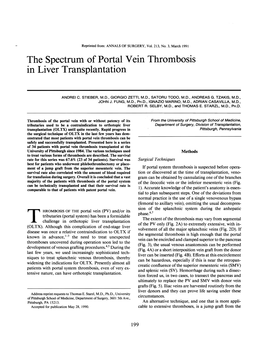 The Spectrum of Portal Vein Thrombosis in Liver Transplantation