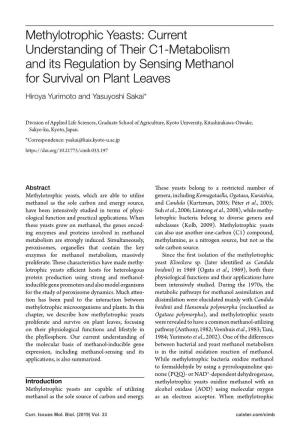 Methylotrophic Yeasts: Current Understanding of Their C1-Metabolism and Its Regulation by Sensing Methanol for Survival on Plant Leaves