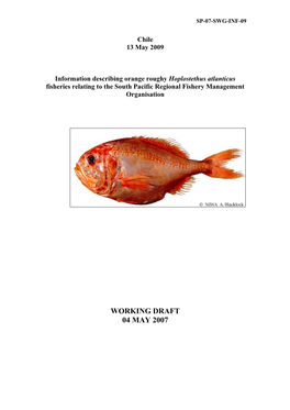 Hoplostethus Atlanticus Fisheries Relating to the South Pacific Regional Fishery Management Organisation