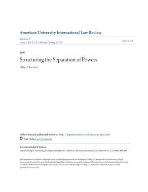 Structuring the Separation of Powers Philip B