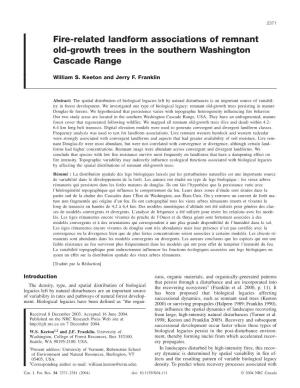 Fire-Related Landform Associations of Remnant Old-Growth Trees in the Southern Washington Cascade Range