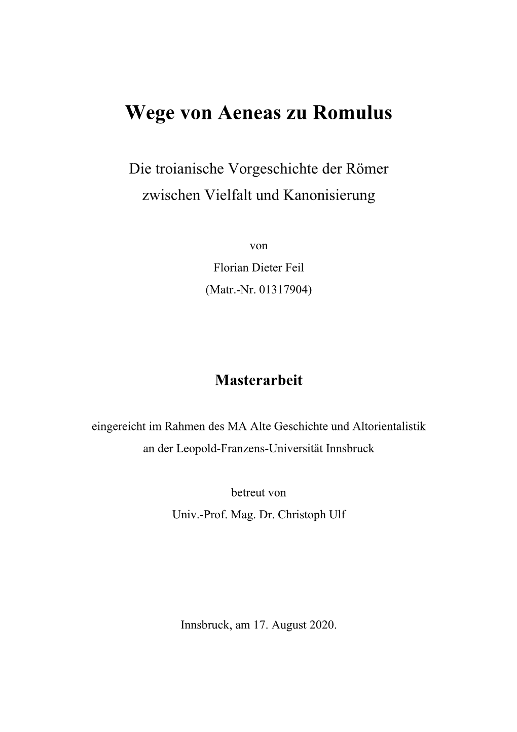 Wege Von Aeneas Zu Romulus