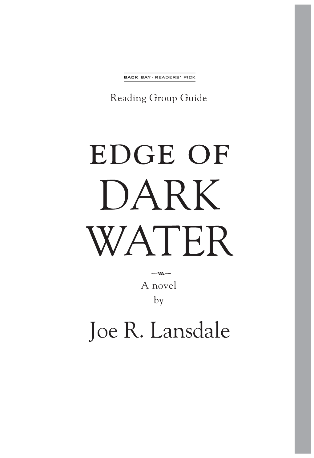 Edge of DARK WATER K a Knovel by Joe R