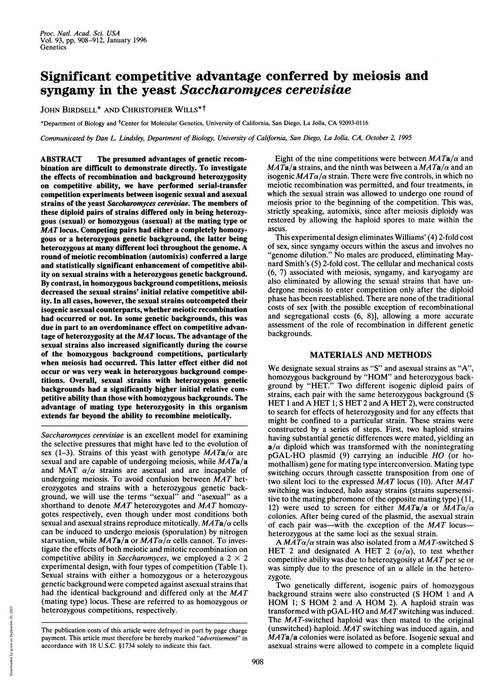 Syngamy in the Yeast Saccharomyces Cerevisiae