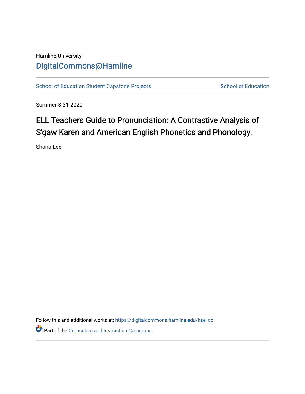 A Contrastive Analysis of S'gaw Karen and American English Phonetics and Phonology