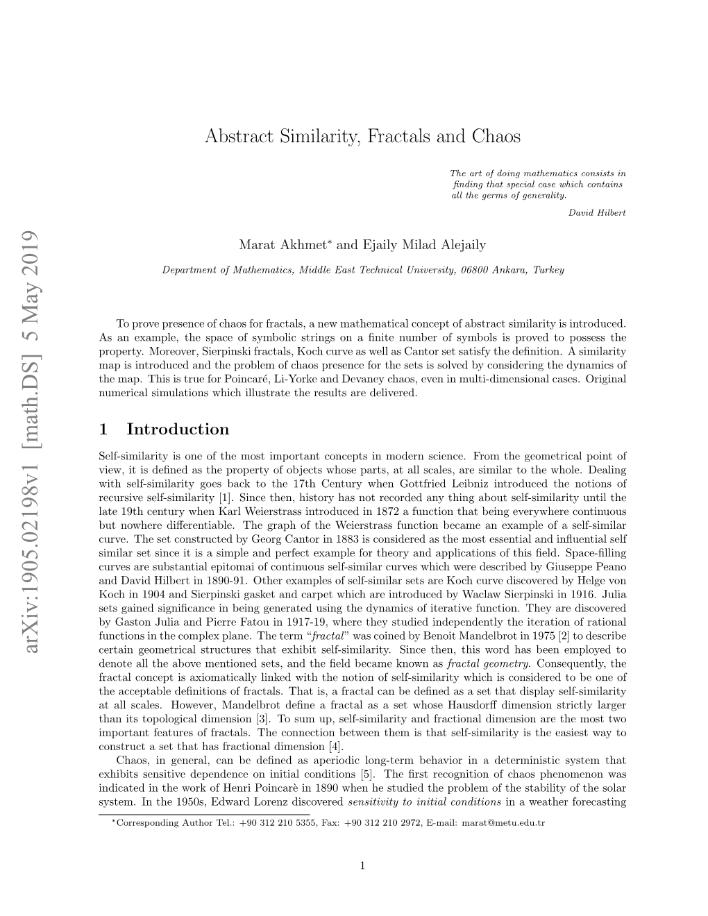 Abstract Similarity, Fractals and Chaos