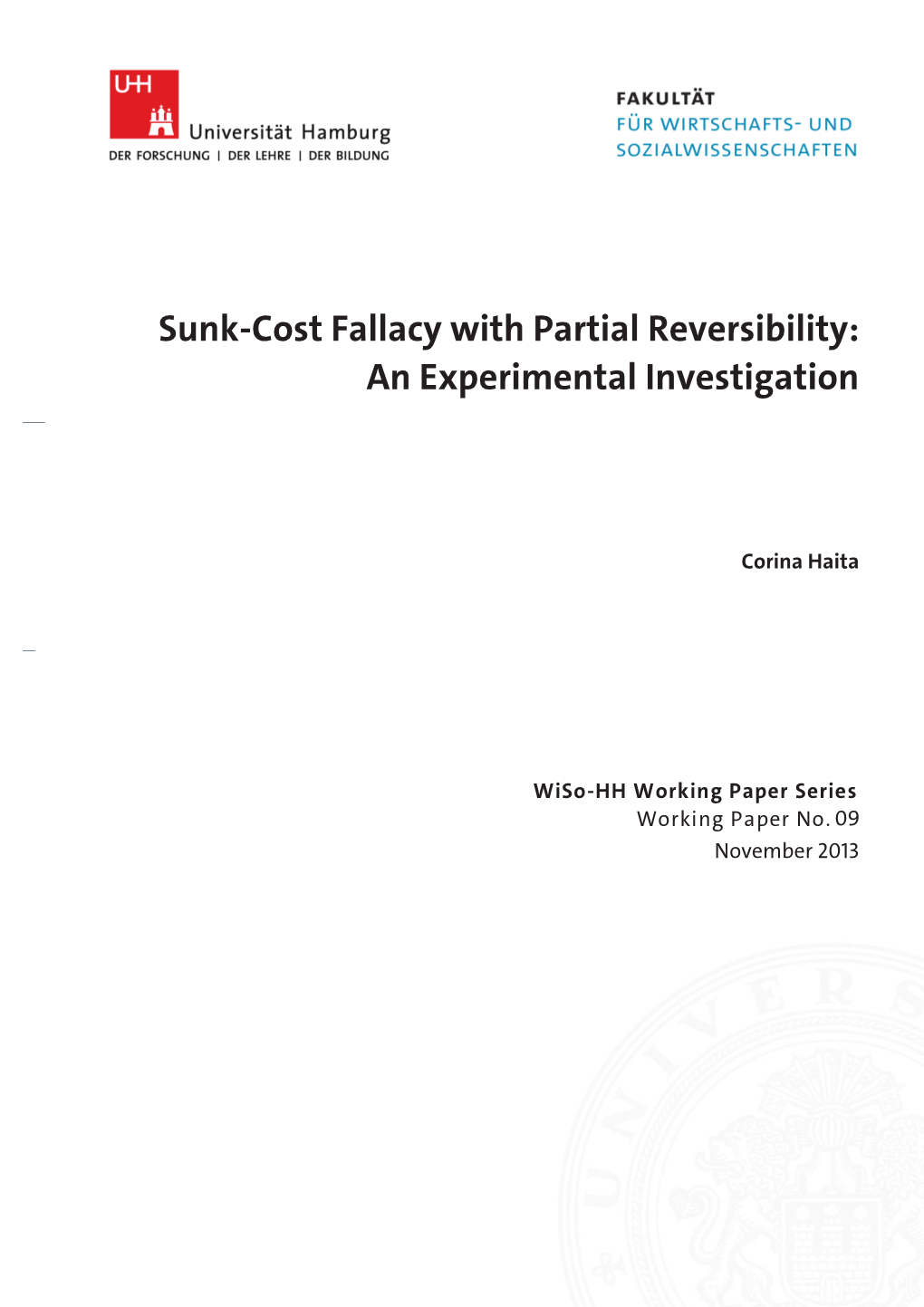 Sunk-Cost Fallacy with Partial Reversibility: an Experimental Investigation