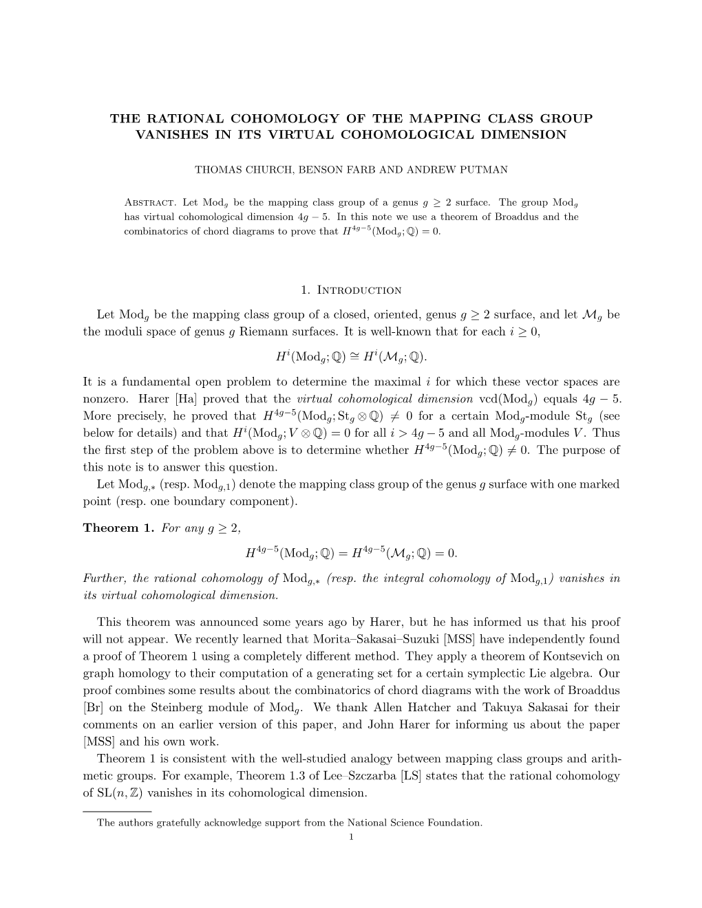 The Rational Cohomology of the Mapping Class Group Vanishes in Its Virtual Cohomological Dimension