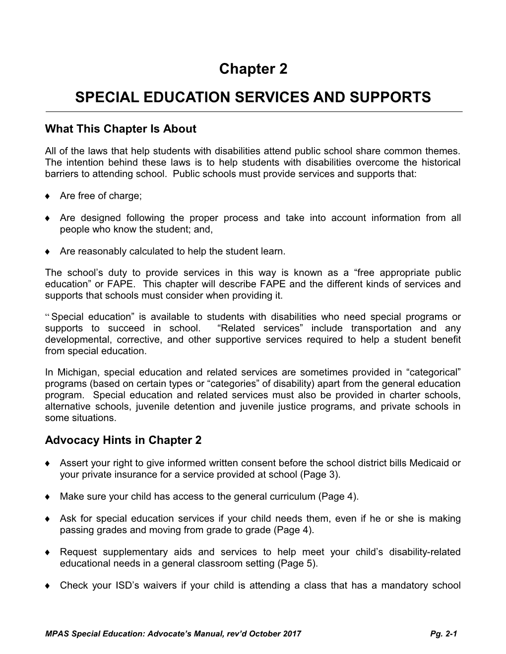 Special Education Services and Supports