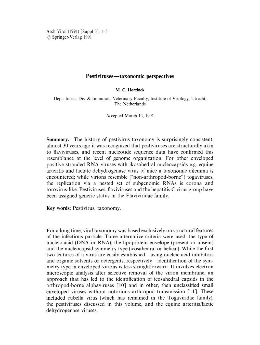 Pestiviruses-Taxonomic Perspectives