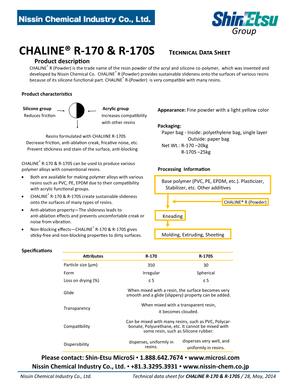 CHALINE® R-170 & R-170S Technical Data Sheet
