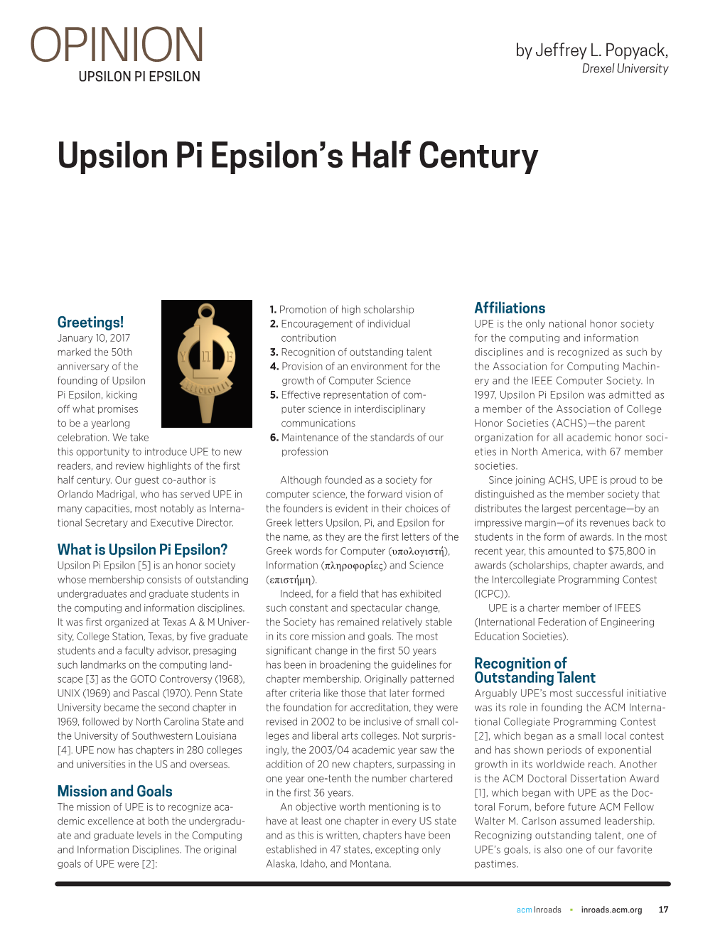 Upsilon Pi Epsilon's Half Century