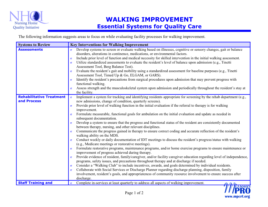 Walking Improvement