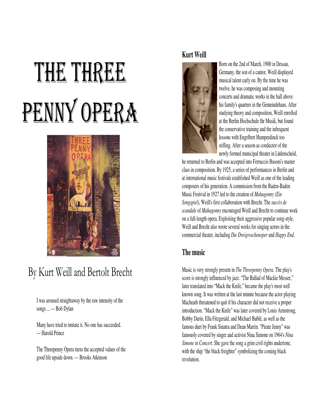 The Three Penny Opera