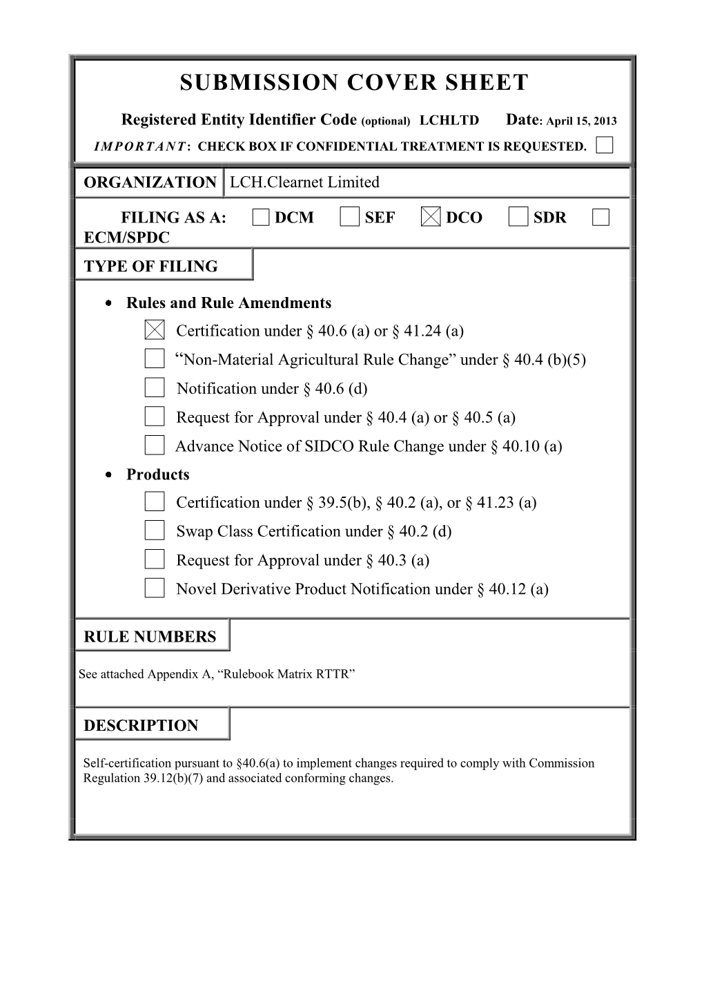 Submission Cover Sheet