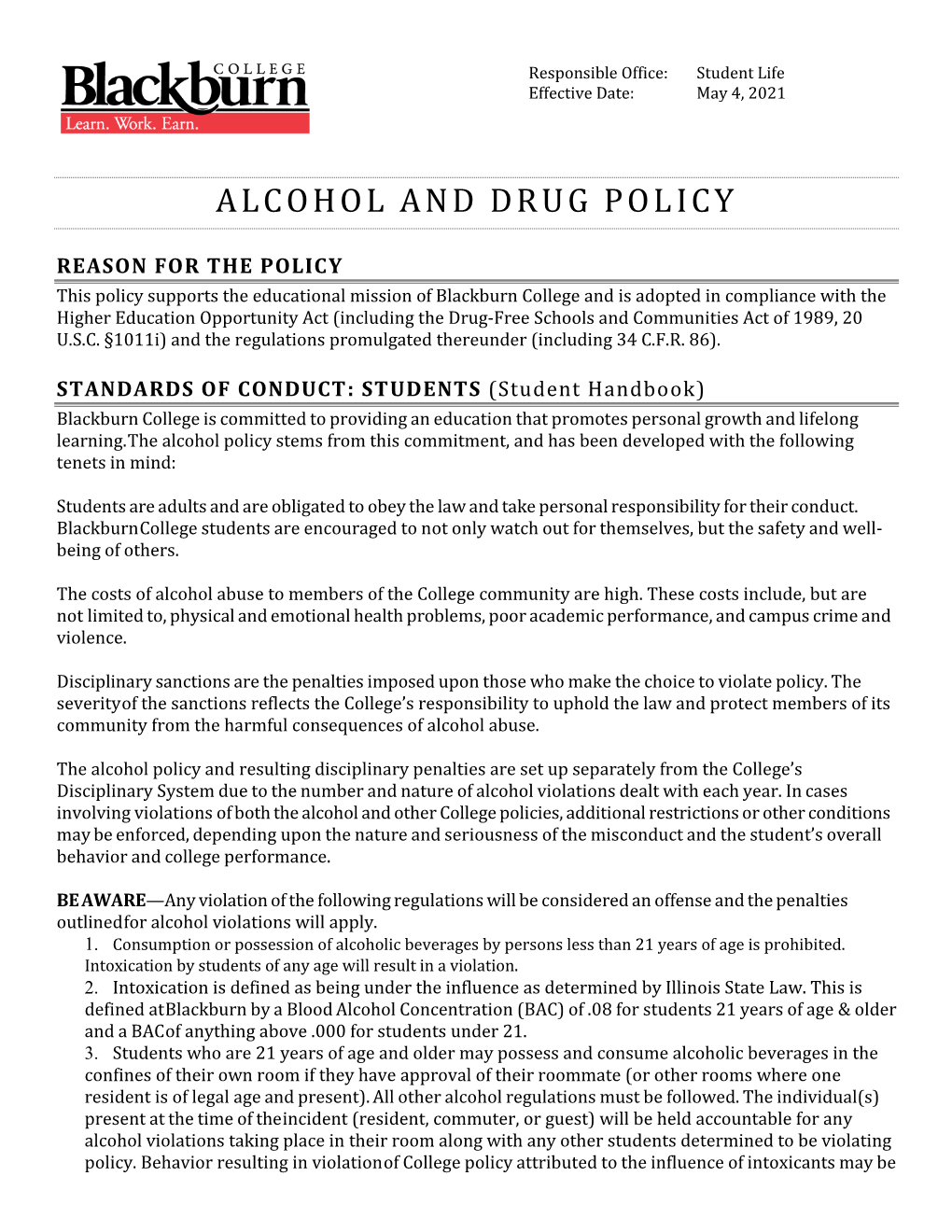 Alcohol and Drug Policy Page 2