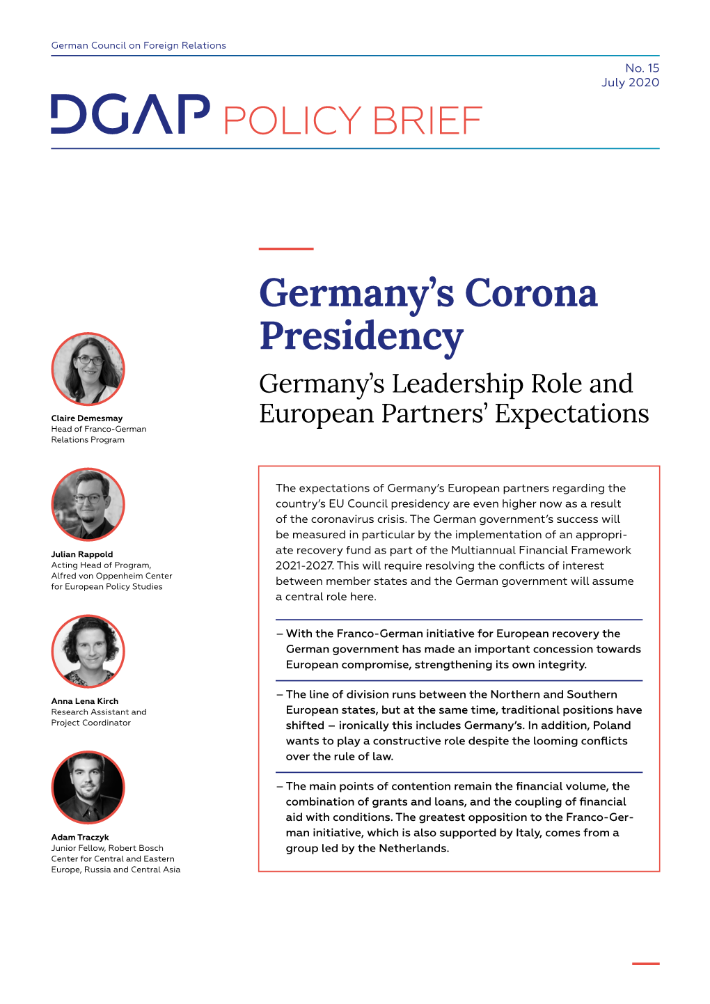 Germany's Corona Presidency