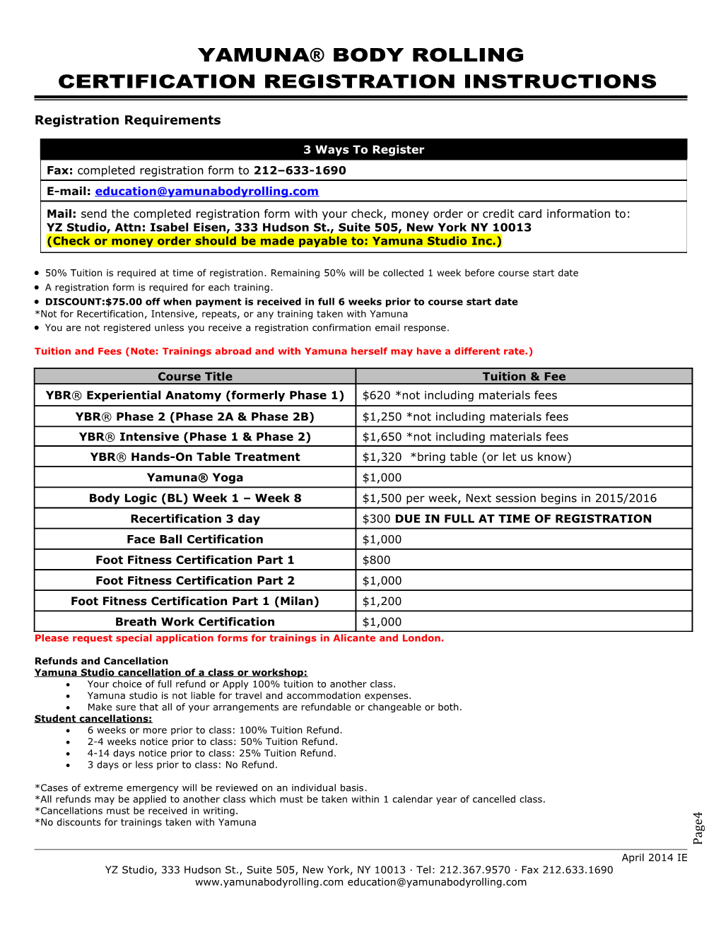 Class & Workshop Registration Form