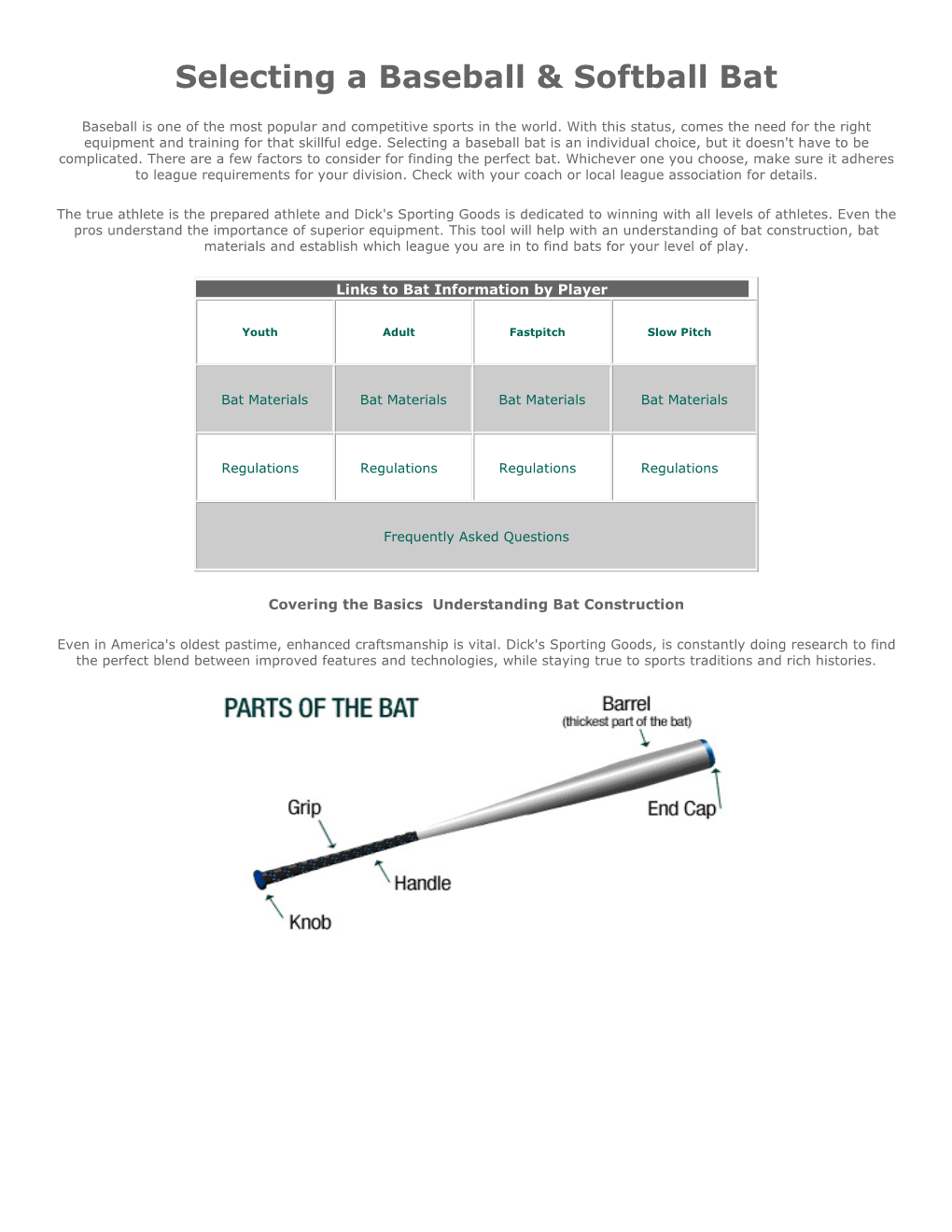 Selecting a Baseball & Softball