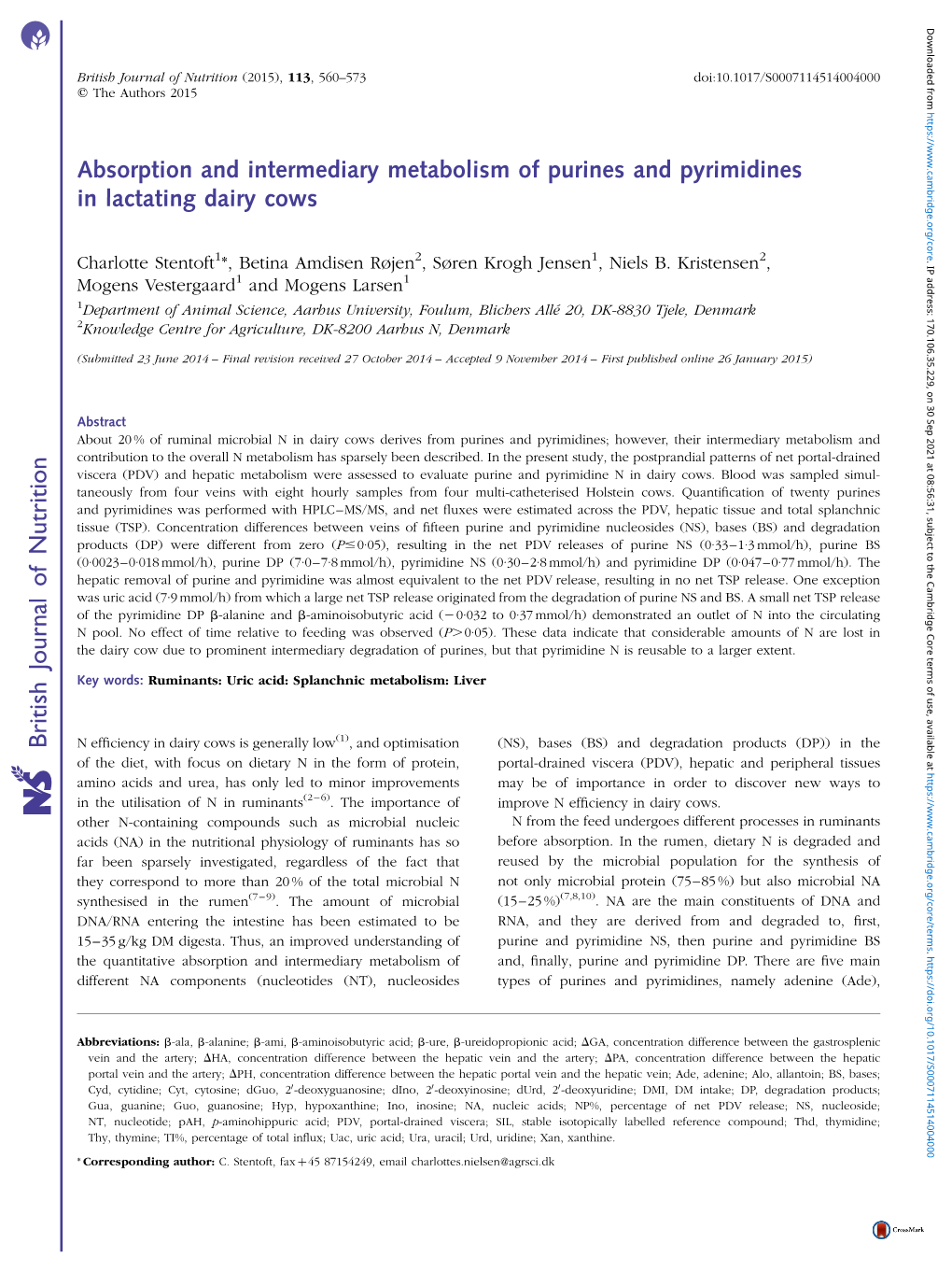 British Journal of Nutrition (2015), 113, 560–573 Doi:10.1017/S0007114514004000 Q the Authors 2015