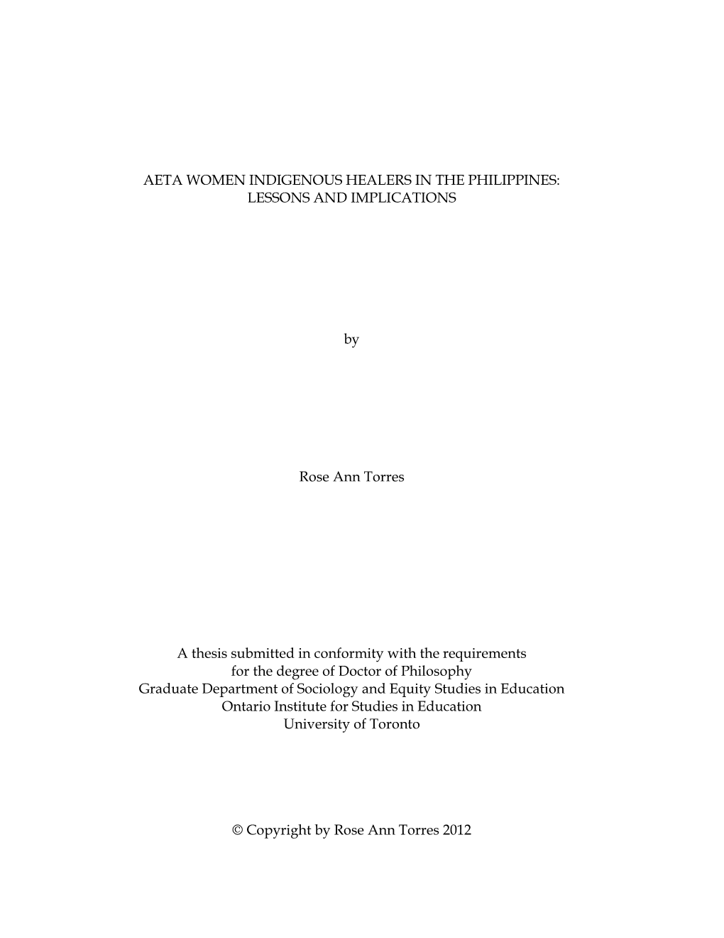 Aeta Women Indigenous Healers in the Philippines: Lessons and Implications