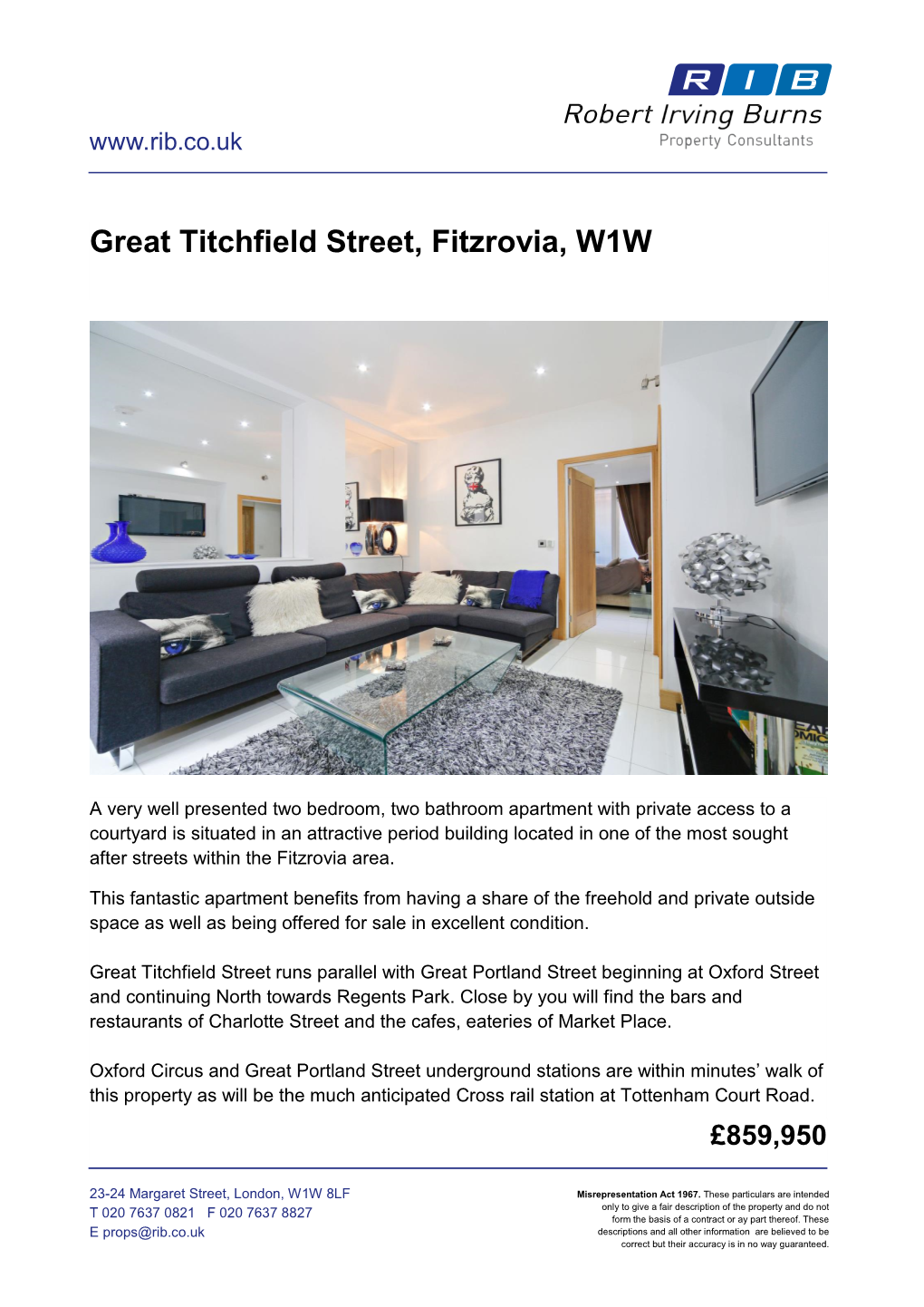 Great Titchfield Street, Fitzrovia, W1W