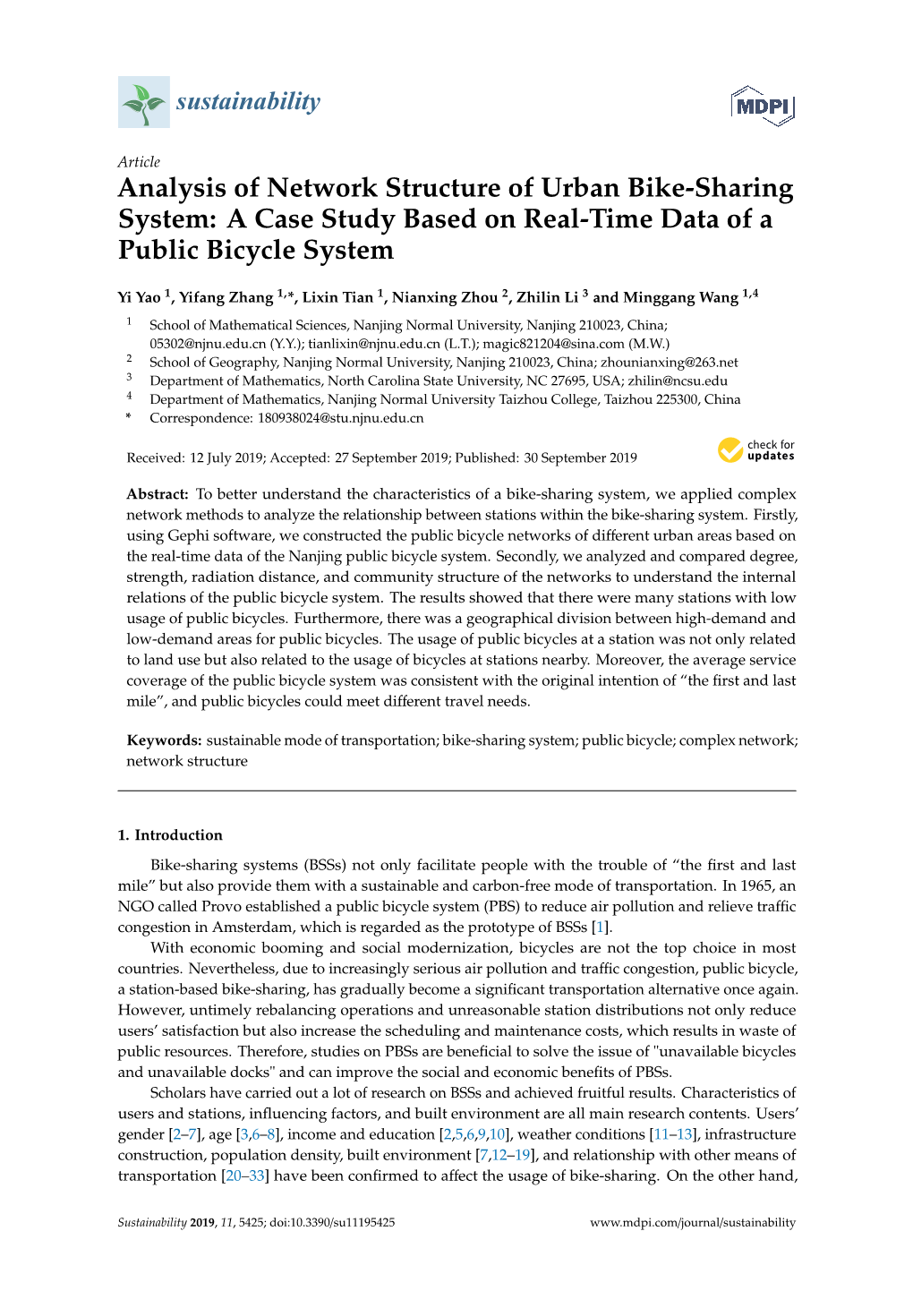 Analysis of Network Structure of Urban Bike-Sharing System: a Case Study Based on Real-Time Data of a Public Bicycle System