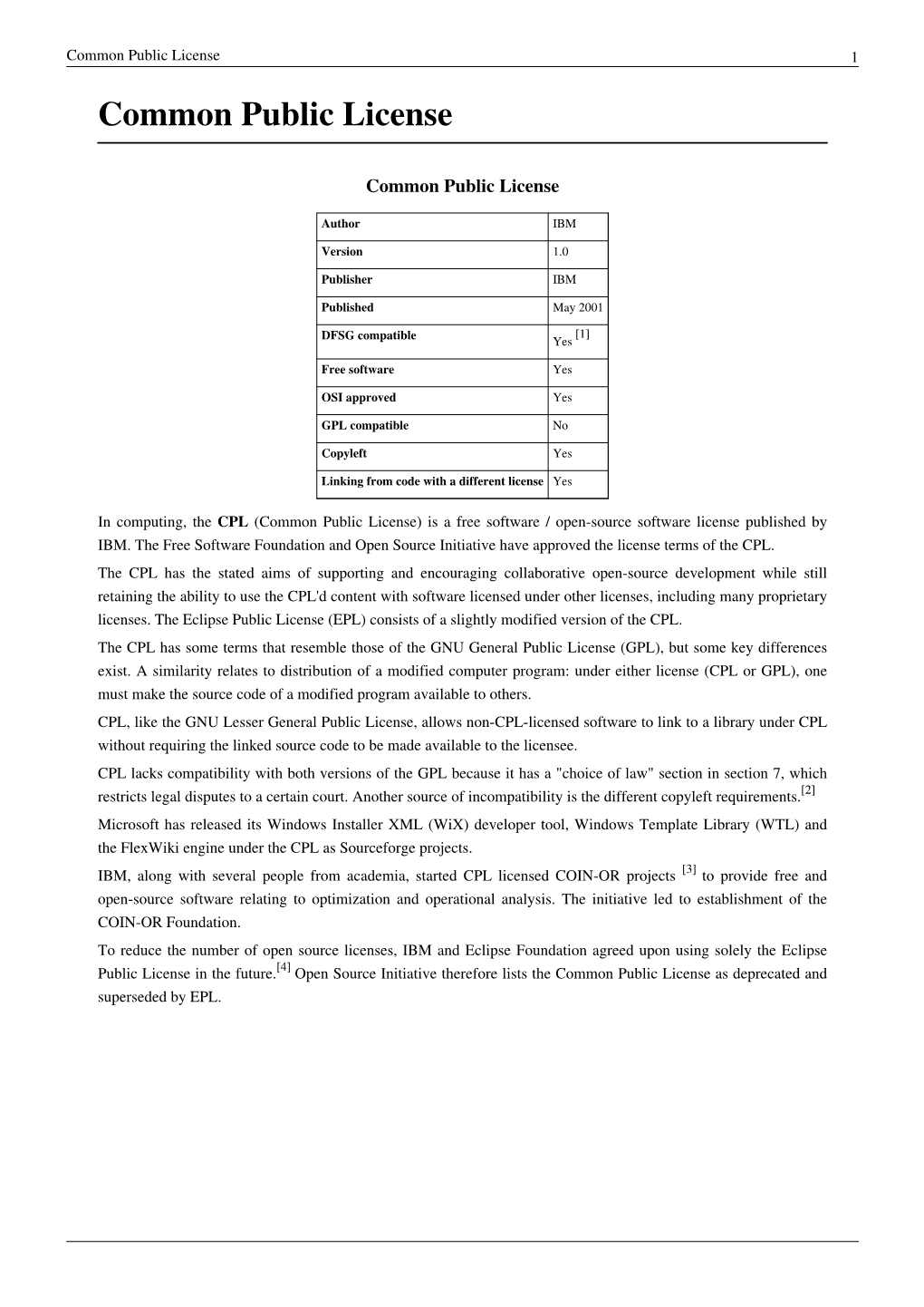 Common Public License 1 Common Public License