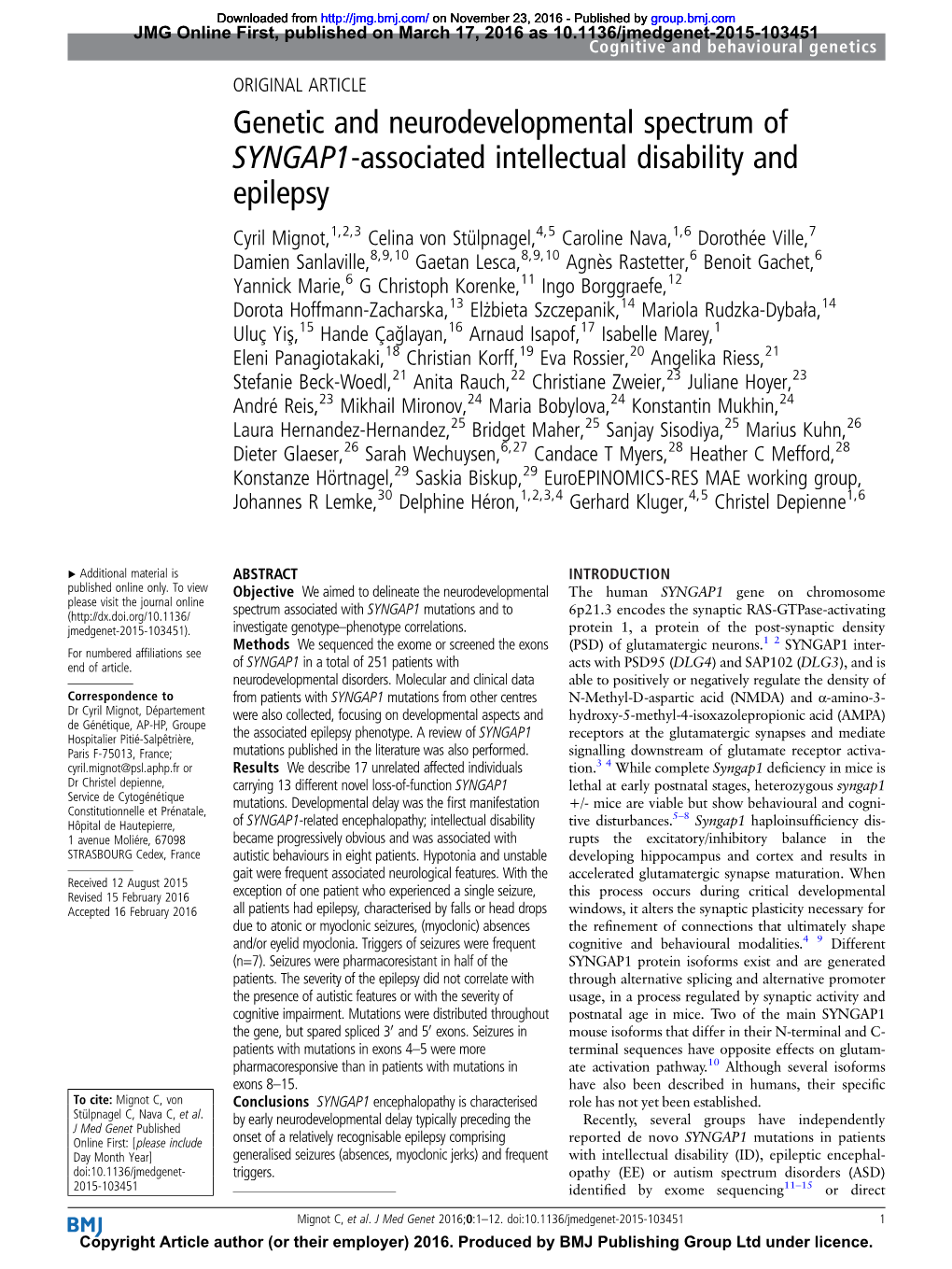 Genetic and Neurodevelopmental Spectrum Of