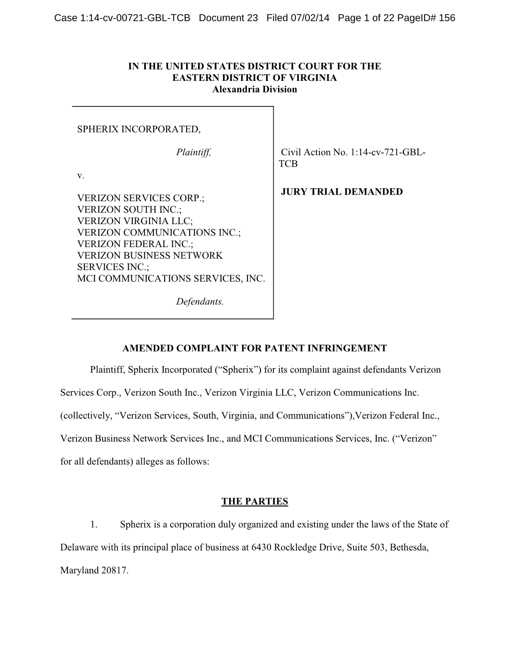 UNITED STATES DISTRICT COURT for the EASTERN DISTRICT of VIRGINIA Alexandria Division