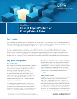 Cost of Capital/Return on Equity/Rate of Return