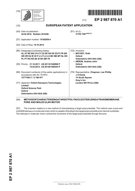 Method of Characterizing a Target Polynucleotide Using a Transmembrane Pore and Molecular Motor