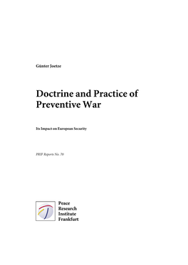 Doctrine and Practice of Preventive War: Its Impact on European Security