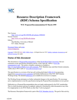 Resource Description Framework (RDF) Schema Specification