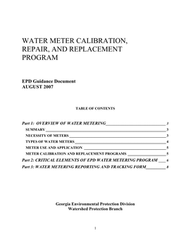 Water Meter Calibration, Repair, and Replacement Program