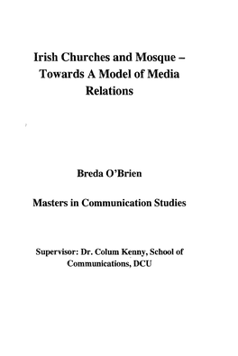 Irish Churches and Mosque • Towards a Model of Media Relations