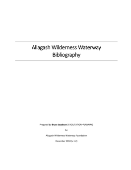 Allagash Wilderness Waterway Bibliography