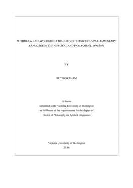 A Diachronic Study of Unparliamentary Language in the New Zealand Parliament, 1890-1950