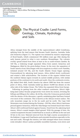 Land Forms, Geology, Climate, Hydrology and Soils